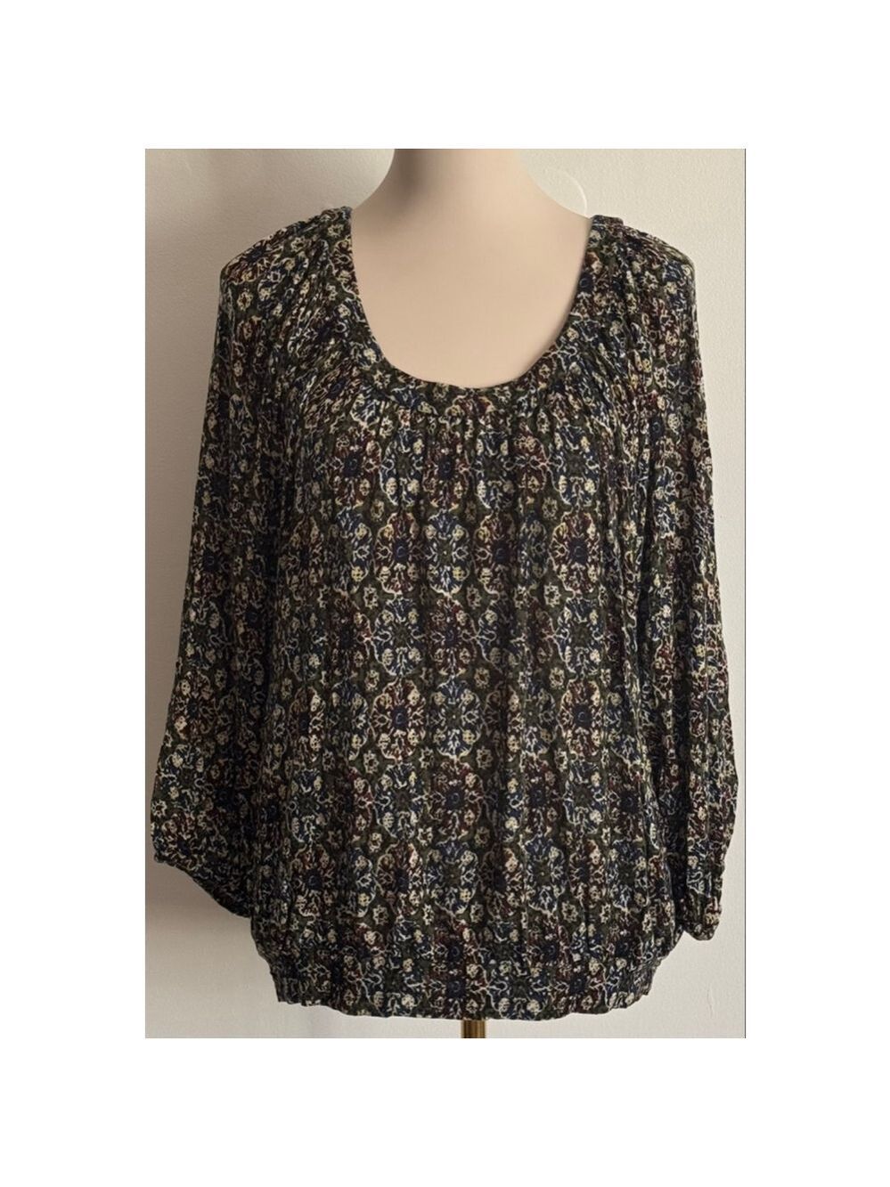 Women's Eliane Rose Green & Blue Floral Blouse, Size L